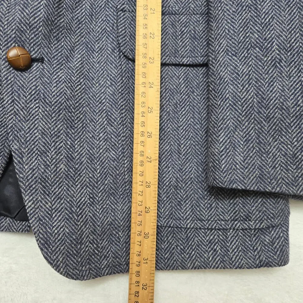 Lands End Mens Vintage USA Classic Tweed Wool Herringbone Blazer Sport Coat 43R